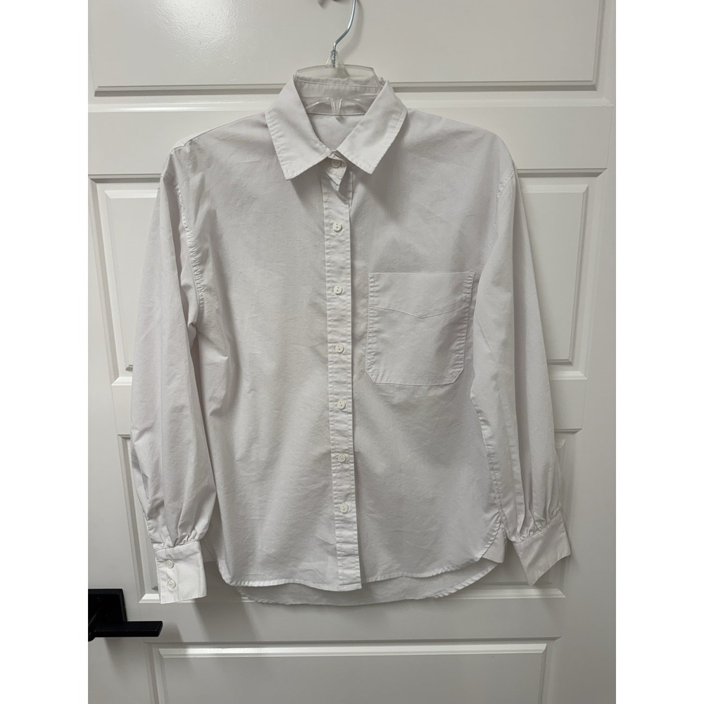 Kohls Women White Button Down Blouse Stretch Shirt Medium Large